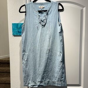 Madewell Light Blue Lace-Up Denim Mini Dress